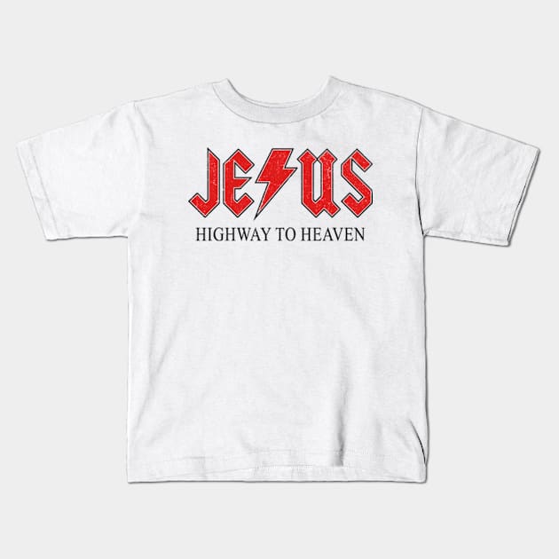 Jesus - Highway To Heaven Kids T-Shirt by Three Meat Curry